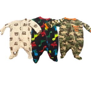 Garanimals Sleepers Bears Dinosaurs Camouflage Lot Of 3 Newborn